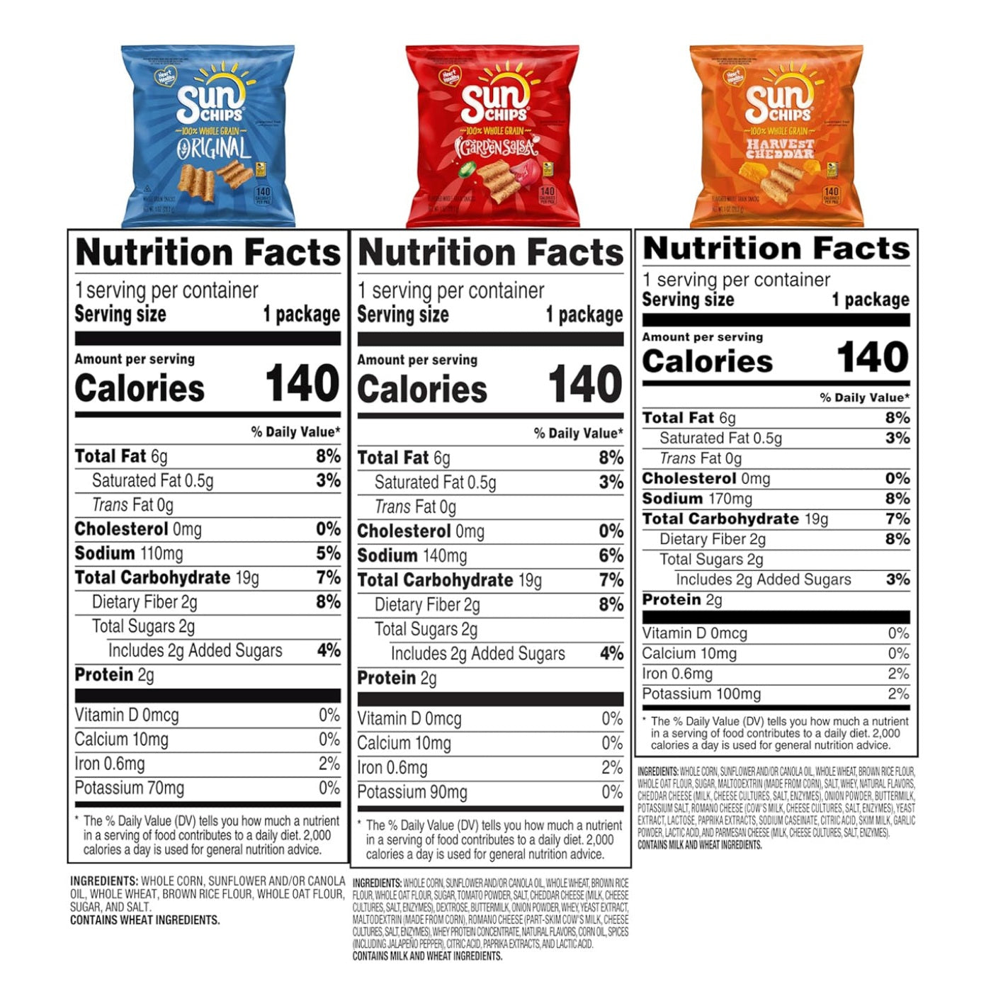 SunChips Multigrain Snacks, Variety Pack, 1 Ounce (Pack of 40) - Medaid