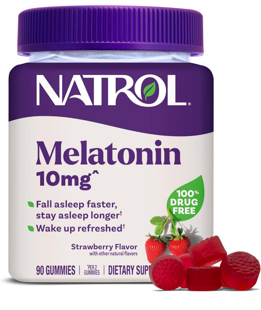 Natrol 10 mg Melatonin Gummies, Sleep Support for Adults, Melatonin Supplements for Sleeping, 90 Strawberry-Flavored Gummies, 45 Day Supply - Medaid International