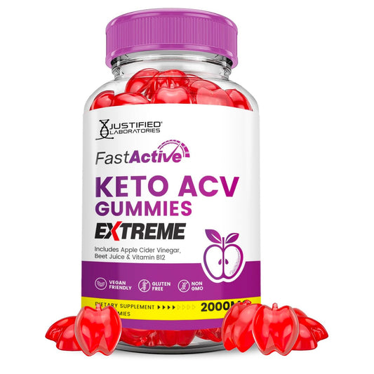 Fast Active Keto ACV Gummies Extreme 2000MG Fastactive Keto Gummies Apple Cider Vinegar Formulated with Pomegranate Beet Juice Powder B12 Vegan Non GMO 60 Gummys - Medaid