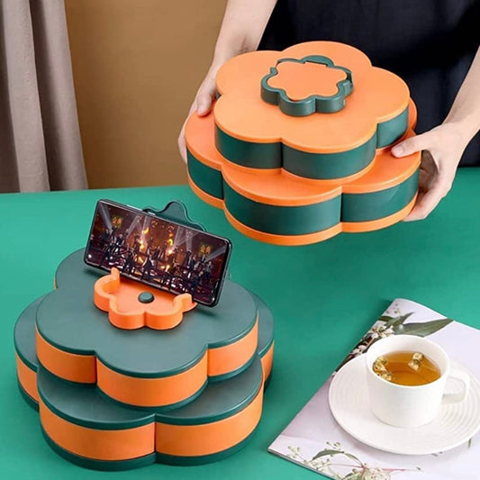 Double Deck Rotating Snack Tray Flower Shape - Medaid International