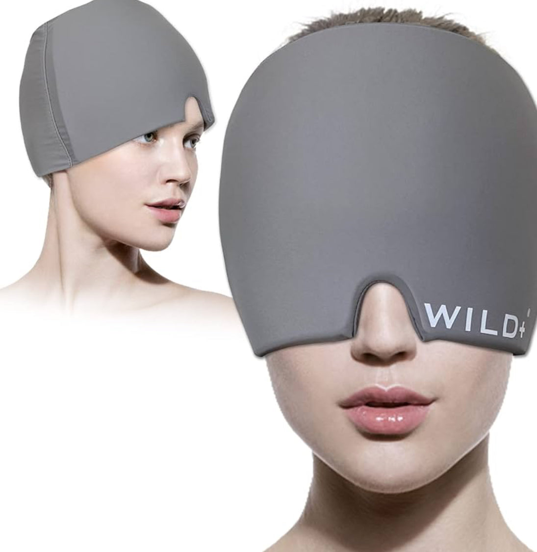 WILD+ Headache Relief Cap, Migraine Relief Cap, Reusable Migraine Relief Cap, Heat Cold Compress Wrap Ice Hat Migraine, Ice Cap for Migraines Used for Sinusitis/Tension/Stress/Puffy Eye（Gray） - Medaid International