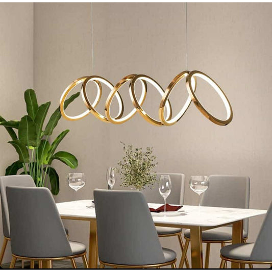 74 CM Modern Hanging LED Circles Pendant Lights for Dining Room Kitchen Bedroom Living Room Gold - Medaid International