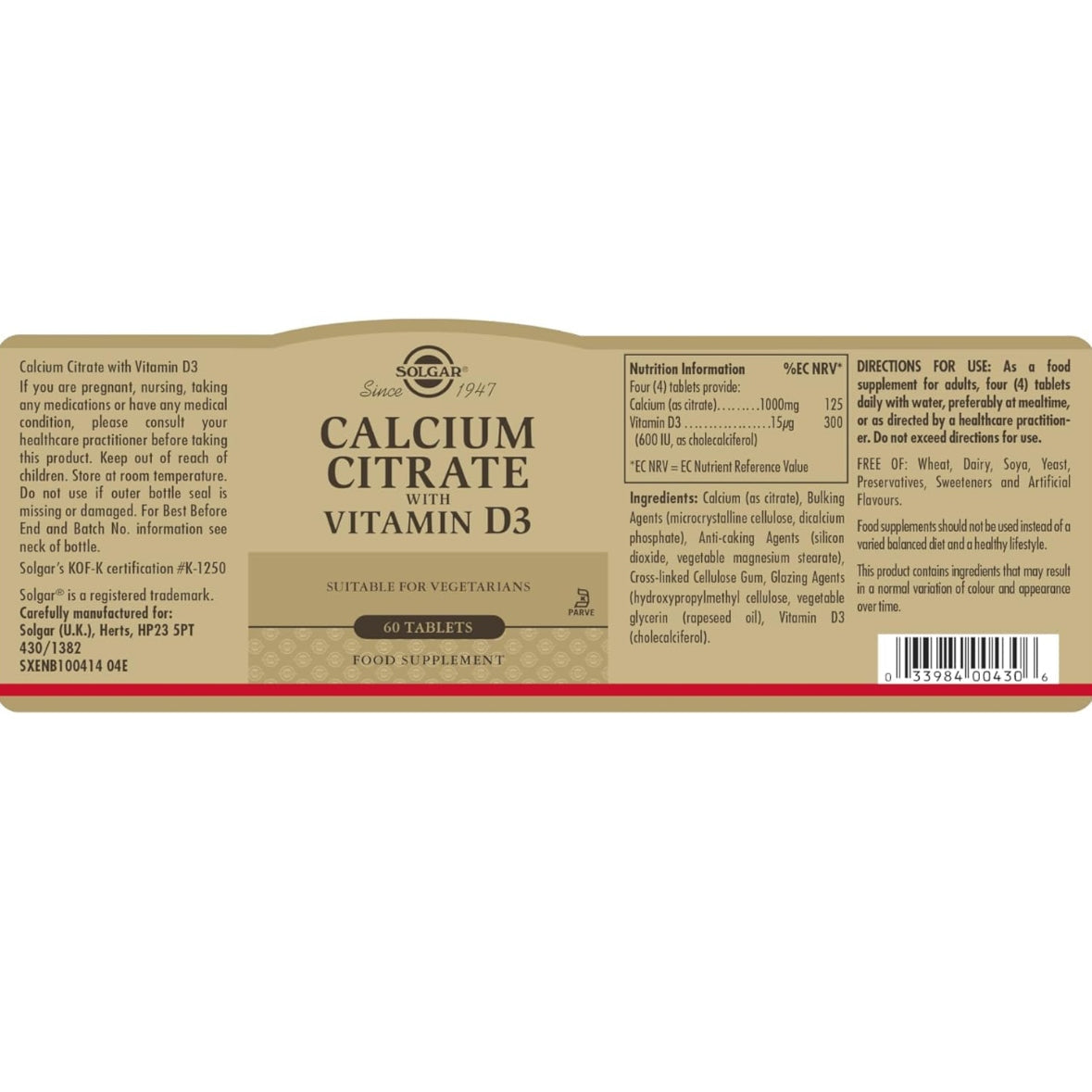 CALCIUM CITRATE WITH VITAMIN D3 TABLETS - Medaid - Lebanon