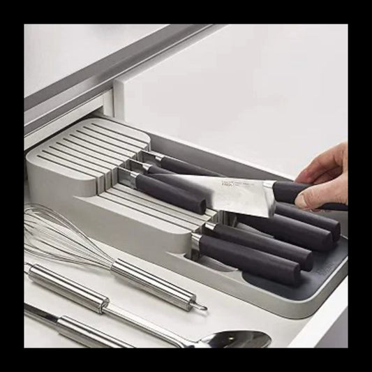 Store Kitchen Drawer Organizer Tray for Knives Knife Block, Gray - Medaid