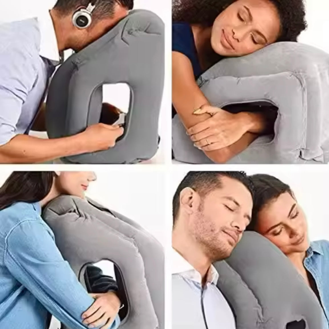 Inflatable Travel Pillow for Airplane, Neck Air Pillow for Sleeping to Avoid Neck and Shoulder Pain, Support Head and Lumbar - Medaid International