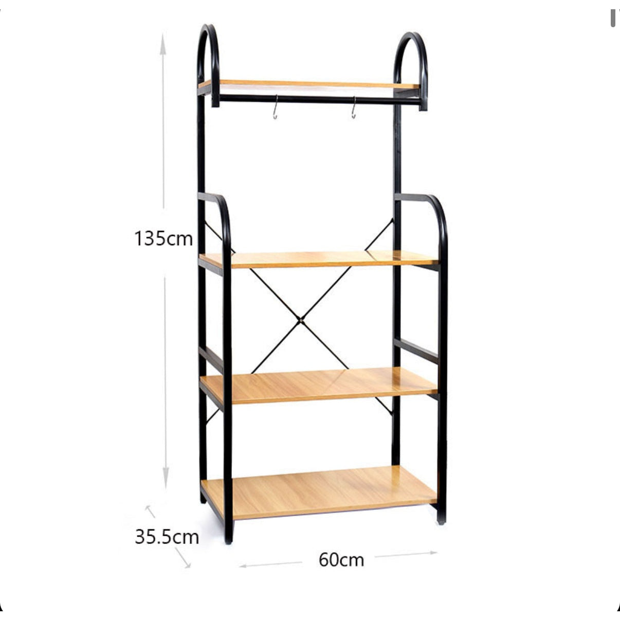 4 Tier Multifunctional Kitchen Rack with 2 Wave Rod Microwave Oven Organizer Stand Storage Racks Holds Up to 20 KG for Kitchen Dining Room Living Room - Medaid