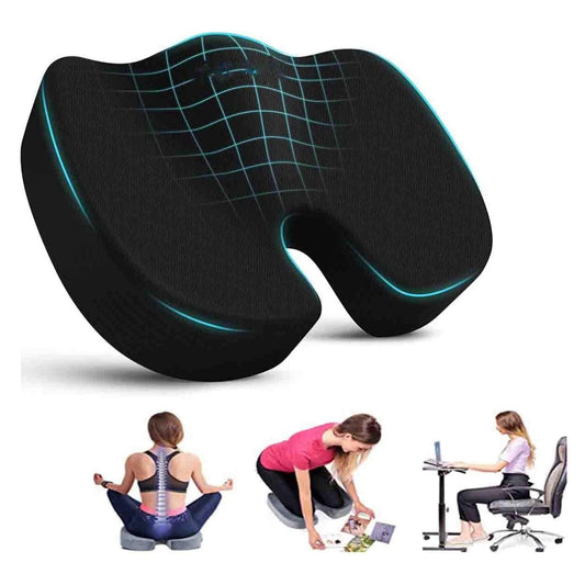 Seat Cushion for Office Chair,Memory Foam Non-Slip Desk Chair Cushion Back, Coccyx, Sciatica, Tailbone Pain Relief Butt Pillow for Office Chair, Car Wheelchair (Black) - Medaid - Lebanon