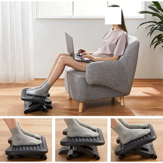 Under Desk Foot Rest with 3 Height Levels | Height Adjustable Tilt Stool | Home Office Foot Rest with Massage Surface for Improved Sleep - Medaid