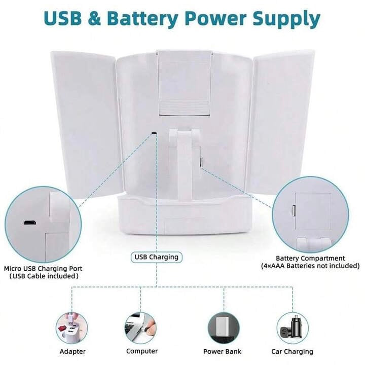 My Fold Away Vanity Mirror With Led & Makeup Storage - Medaid International