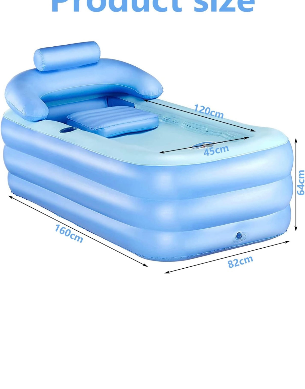 Angju Inflatable Adult Bath Tub, Free-Standing Blow Up Bathtub with Foldable Portable Feature for Adult Spa with Electric Air Pump (High-Density PVC) - Medaid