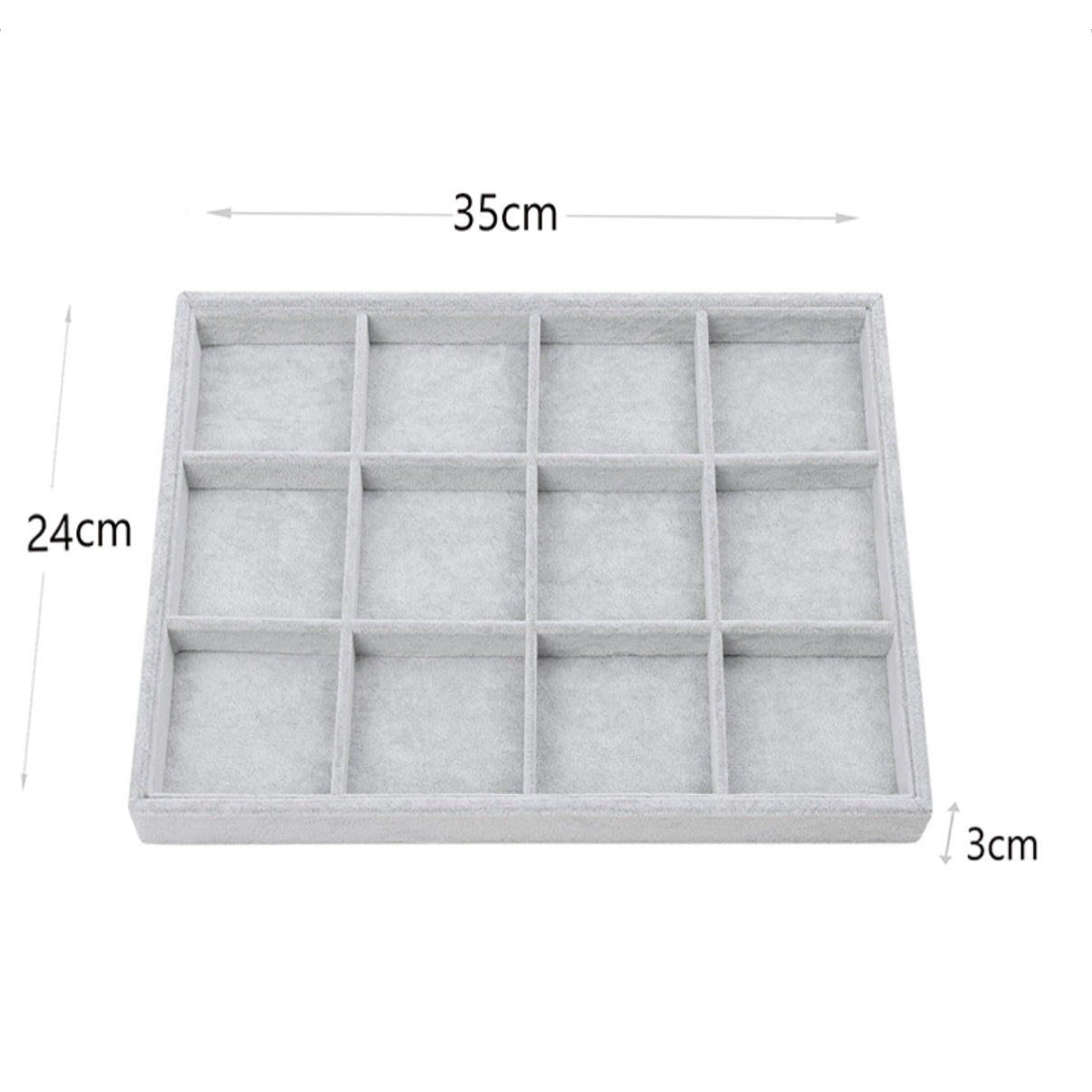 12 Compartments Velvet Jewelry Organizer Tray for Drawers Stackable Jewelry Display Trays for Rings Earrings Bangles Bracelets Silver - Medaid