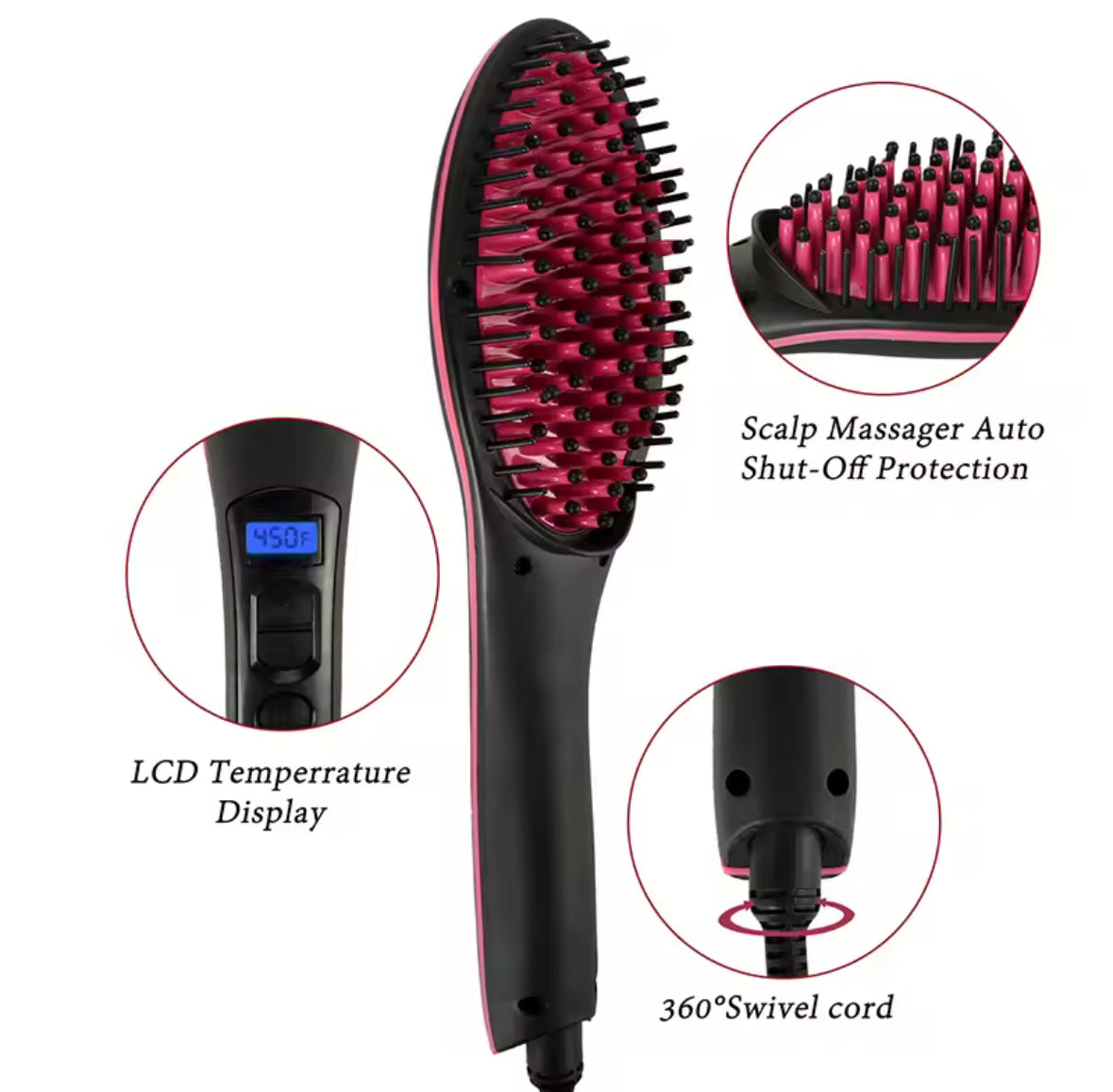 Hair Straightener Brush Ceramic - Medaid International