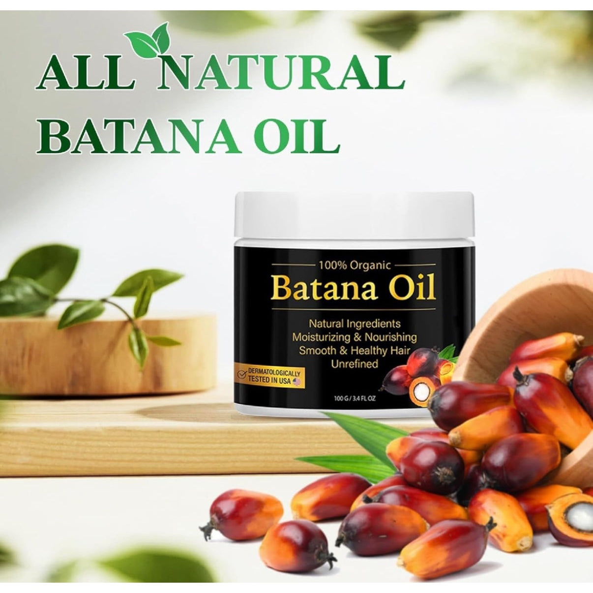 Batana Oil for Hair Growth and Nourishment (100G), Natural Batana Oil to Prevent Hair Loss, Eliminates Split Ends for Men and Women - 100g - Medaid