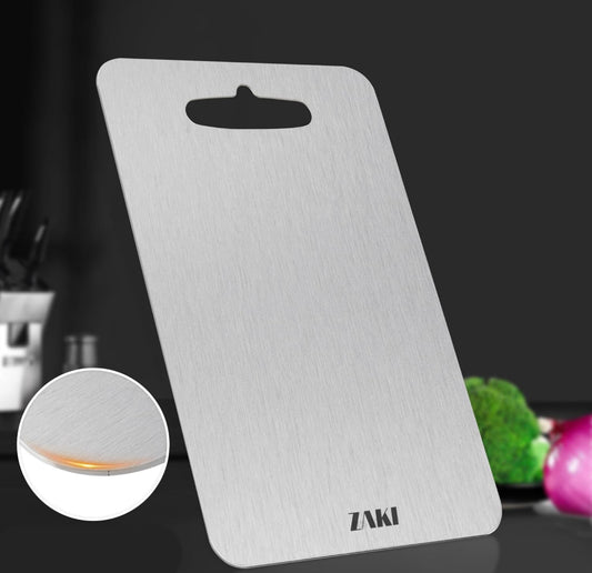 ZAKI Titanium Cutting Board, S304 Stainless Steel Chopping Board, Double-Sided Food Grade Cutting Board, Ideal for Handling Meat, Vegetables,Kneading and Dough Making (Medium 34x24 cm) - Medaid