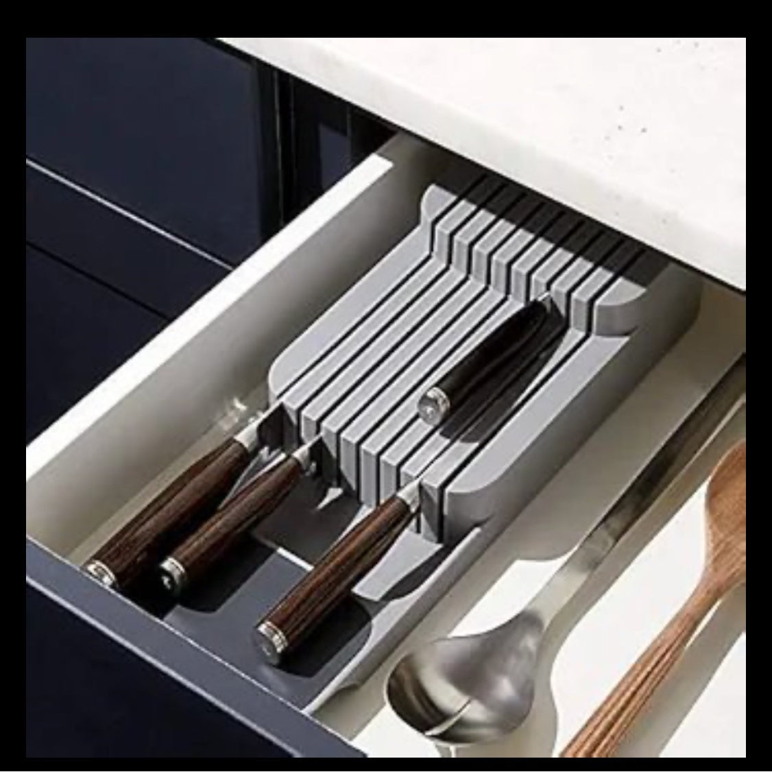 Store Kitchen Drawer Organizer Tray for Knives Knife Block, Gray - Medaid