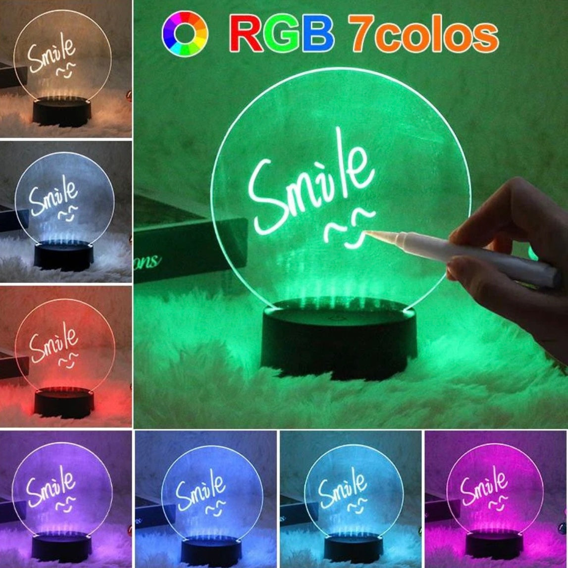 Erasable Writing Board Creative DIY RGB LED Memo Message Luminous Note Acrylic Writing Board Light - Medaid International