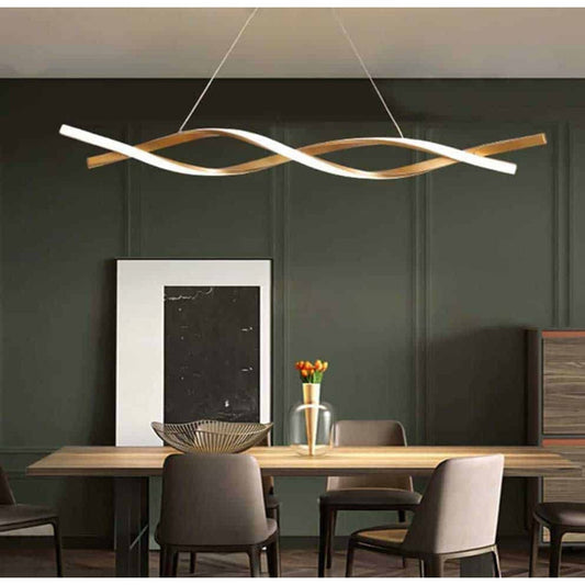 120 CM Modern Hanging LED Helix Pendant Lights for Dining Room Kitchen Bedroom Living Room Gold - Medaid International