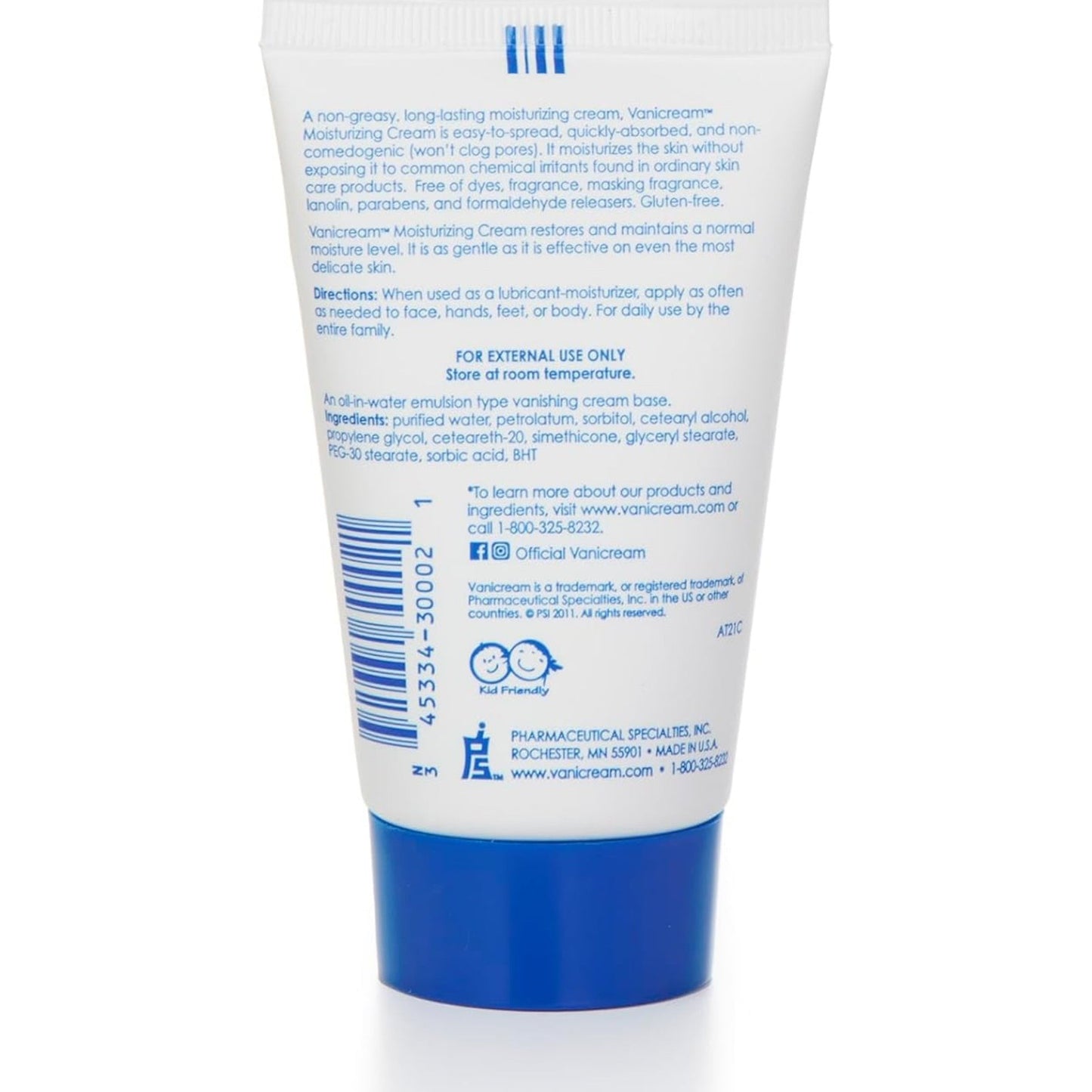 Vanicream Moisturizing Skin Cream Tube for Sensitive Skin, Soothes Red, Irritated, ed or Itchy Skin, Dye Free, Fragrance Free, Preservative Free, Dermatologist d, 2 Ounce (Pack of 1) - Medaid International