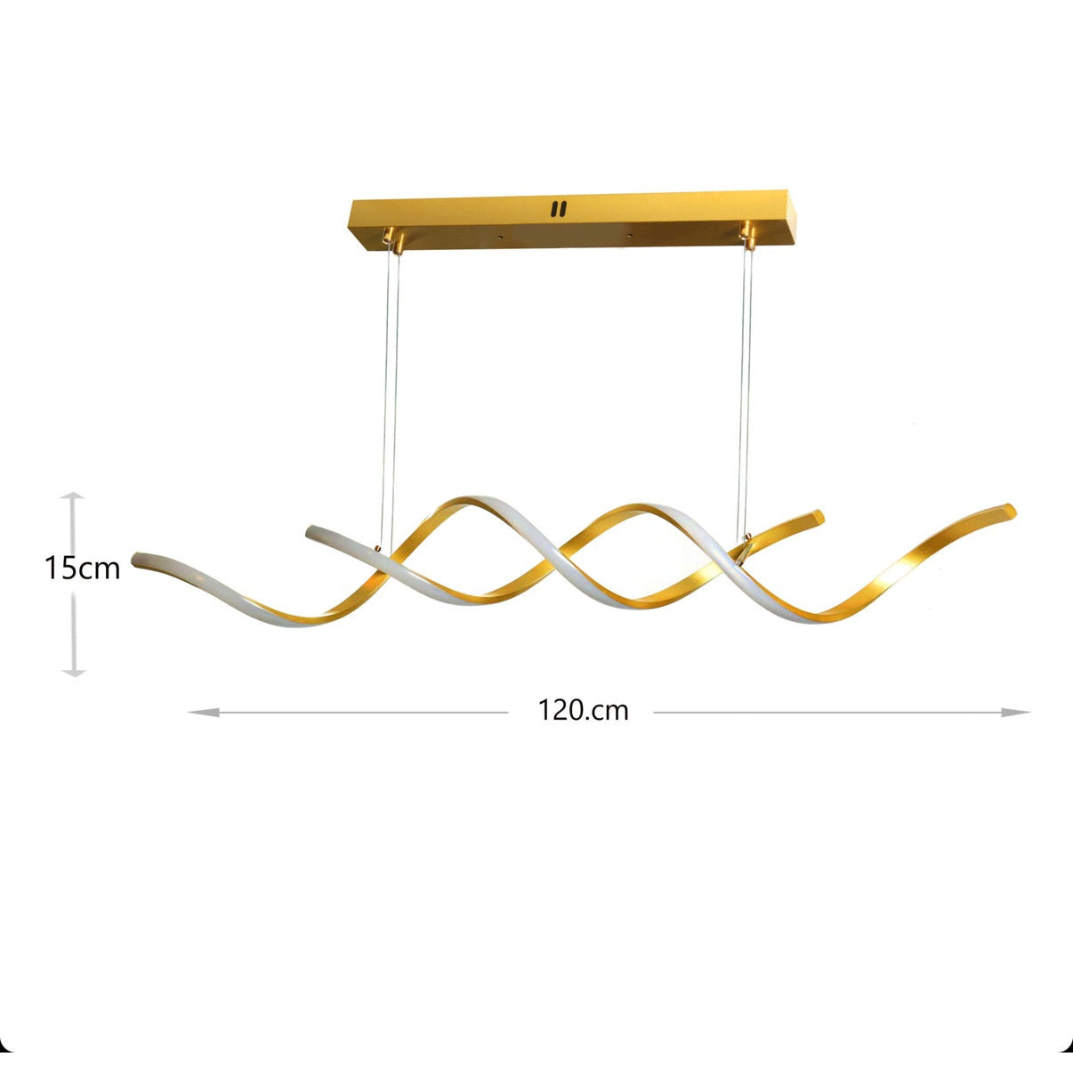 120 CM Modern Hanging LED Helix Pendant Lights for Dining Room Kitchen Bedroom Living Room Gold - Medaid International