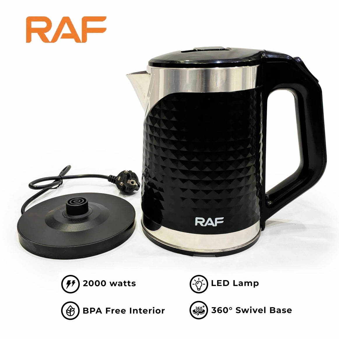 Raf Automatic Electric Kettle 2L R7875 ‚Äì Cool To Touch & Stainless Steel ‚Äì 2000W - Medaid International