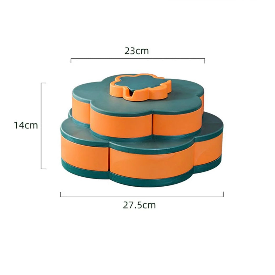 Double Deck Rotating Snack Tray Flower Shape - Medaid International