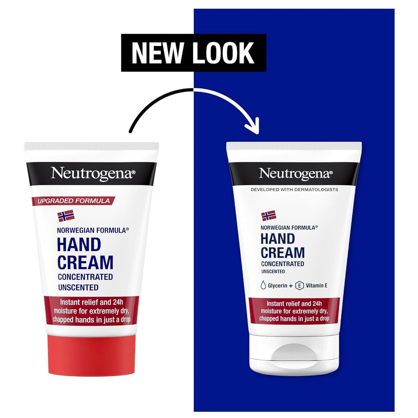 Neutrogena Norwegian Formula Concentrated Unscented Hand Cream with Glycerin and Vitamin E (1x 50ml), Immediate and Lasting Relief from Dry Skin and Chapped Hands. - Medaid International