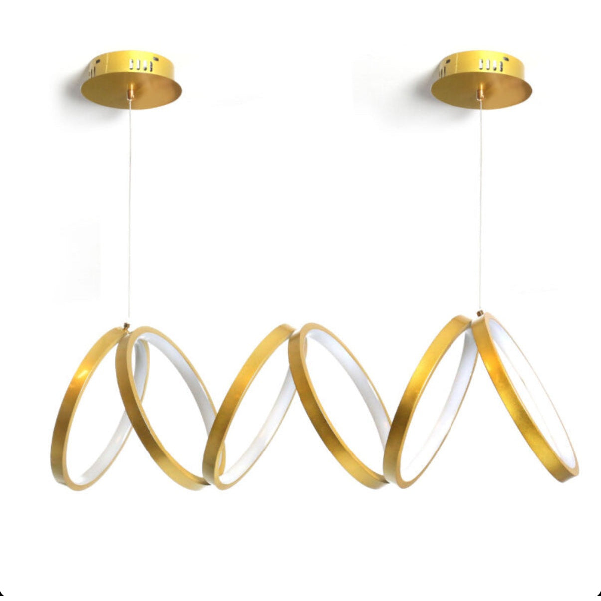 74 CM Modern Hanging LED Circles Pendant Lights for Dining Room Kitchen Bedroom Living Room Gold - Medaid International