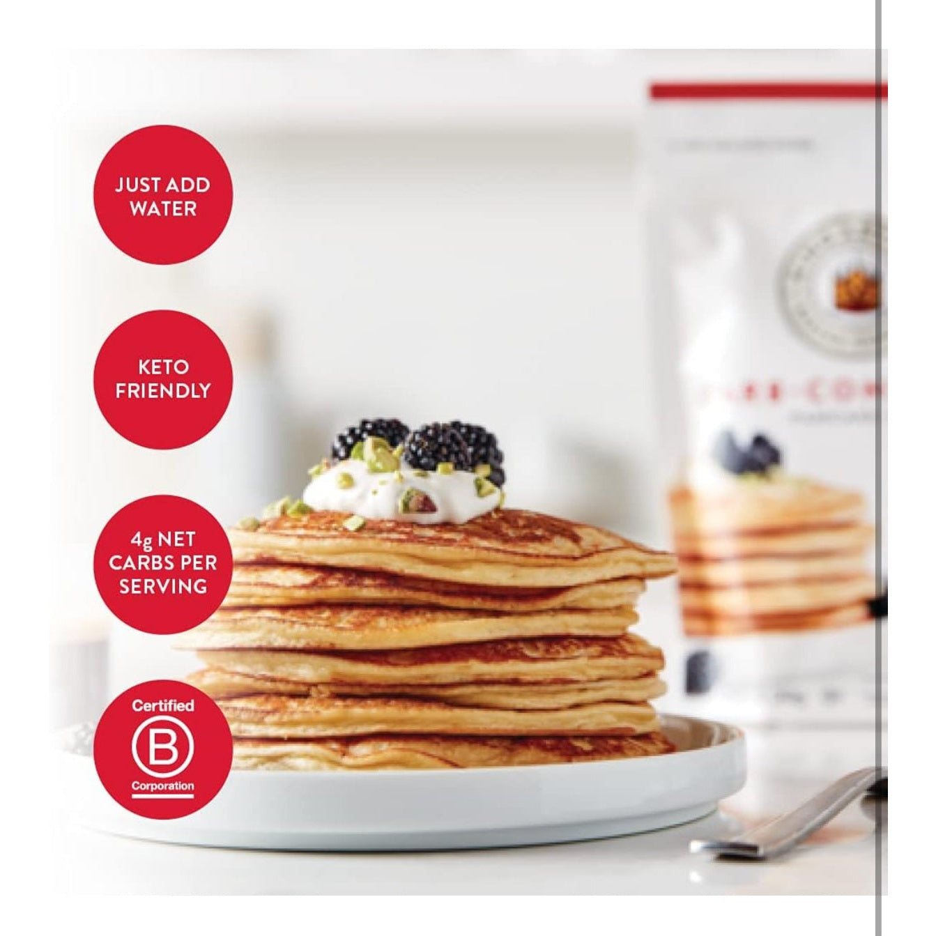 King Arthur Keto Wheat Pancake Mix: Low Carb, High Protein Breakfast Solution - Just Add Water for Fluffy Pancakes or Waffles - Non-GMO, Kosher Certified, 12 oz Pouch - Medaid