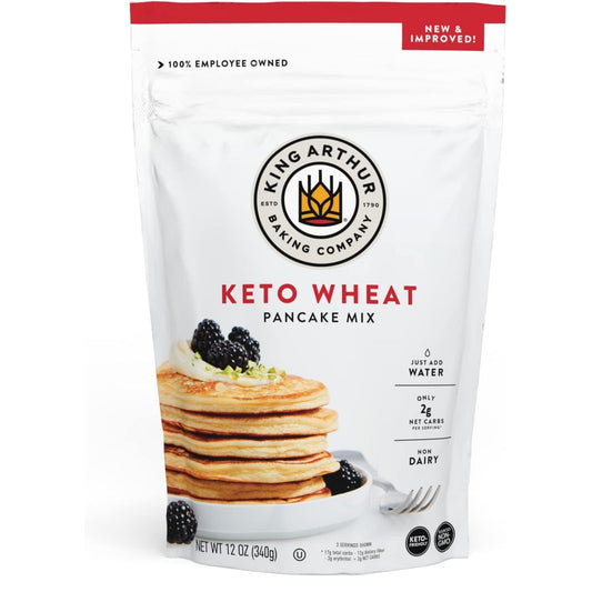 King Arthur Keto Wheat Pancake Mix: Low Carb, High Protein Breakfast Solution - Just Add Water for Fluffy Pancakes or Waffles - Non-GMO, Kosher Certified, 12 oz Pouch - Medaid