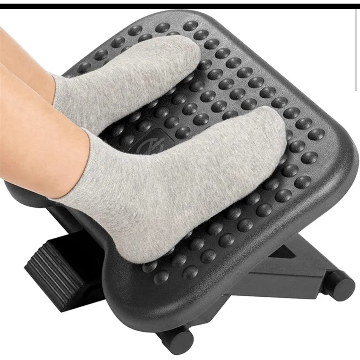 Under Desk Foot Rest with 3 Height Levels | Height Adjustable Tilt Stool | Home Office Foot Rest with Massage Surface for Improved Sleep - Medaid