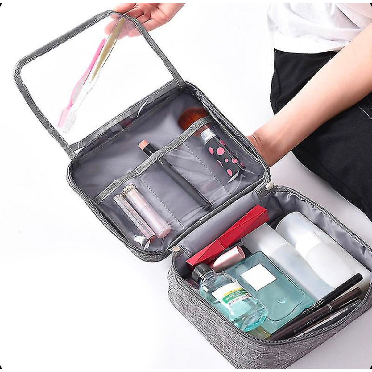 23 CM, Travel Toiletry Organizer Bag with Zipper and Comfortable Handle, Waterproof Storage Bag for Makeup, Cosmetic, Accessories - Medaid