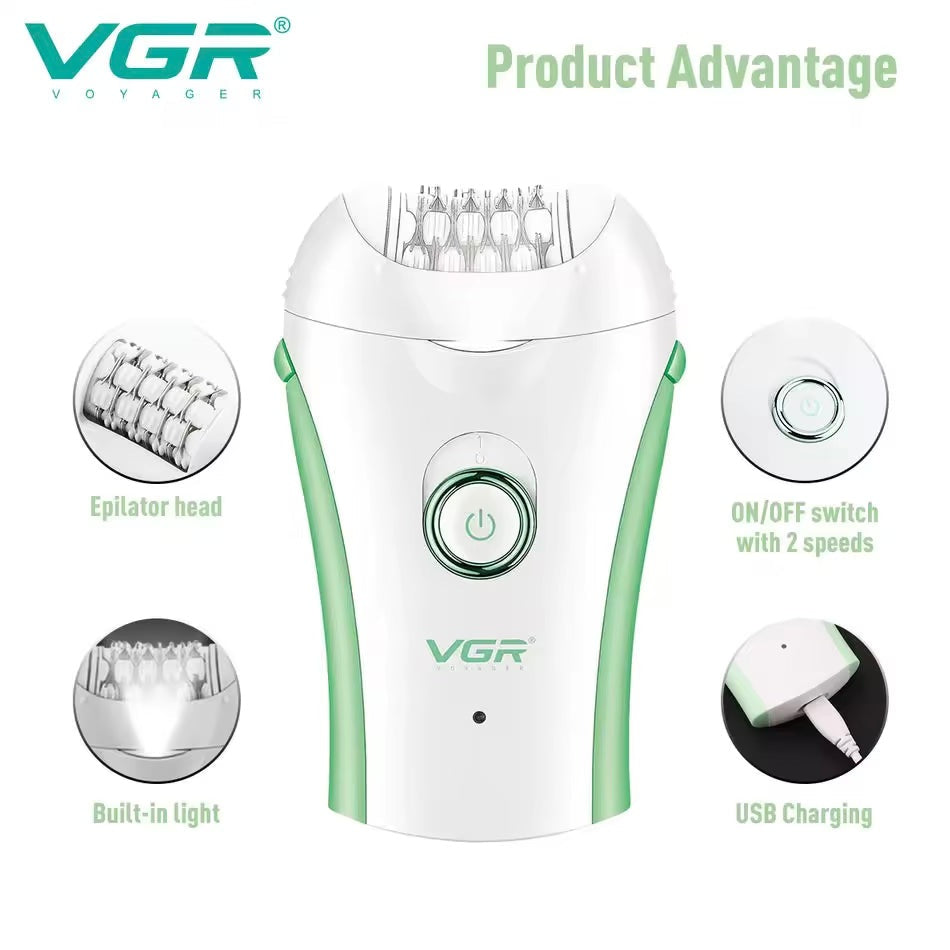 VGR Compact Professional Cordless Women Epilator for different body areas for gentle hair removal V705 - Medaid International