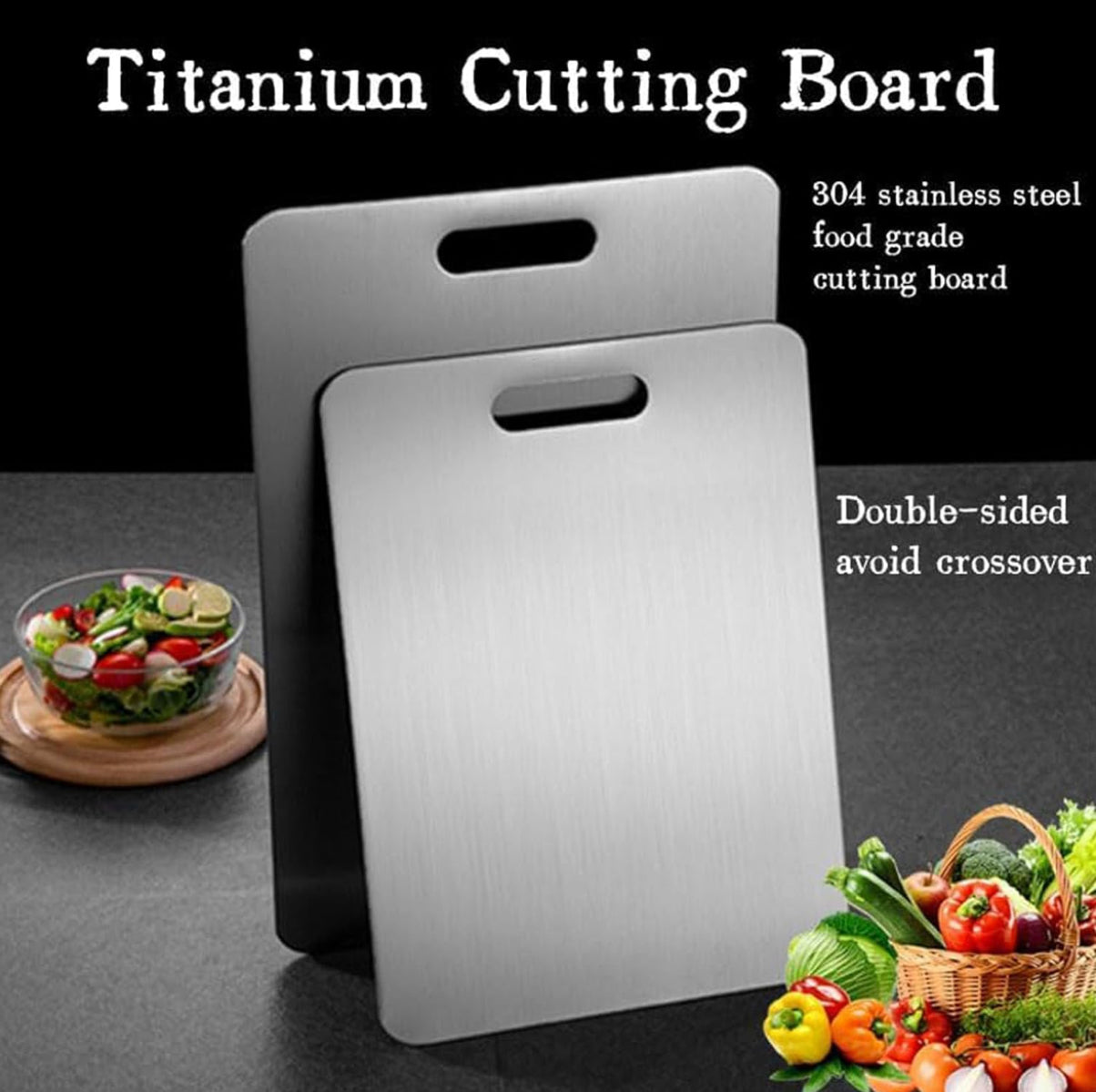 Titanium Cutting Board - 100% Pure Titanium Cutting Board, 304 Stainless Steel Cutting Board, Epicurean Cutting Boards, Multi-purpose Cutting Board, Cutting Boards for Kitchen (L) - Medaid