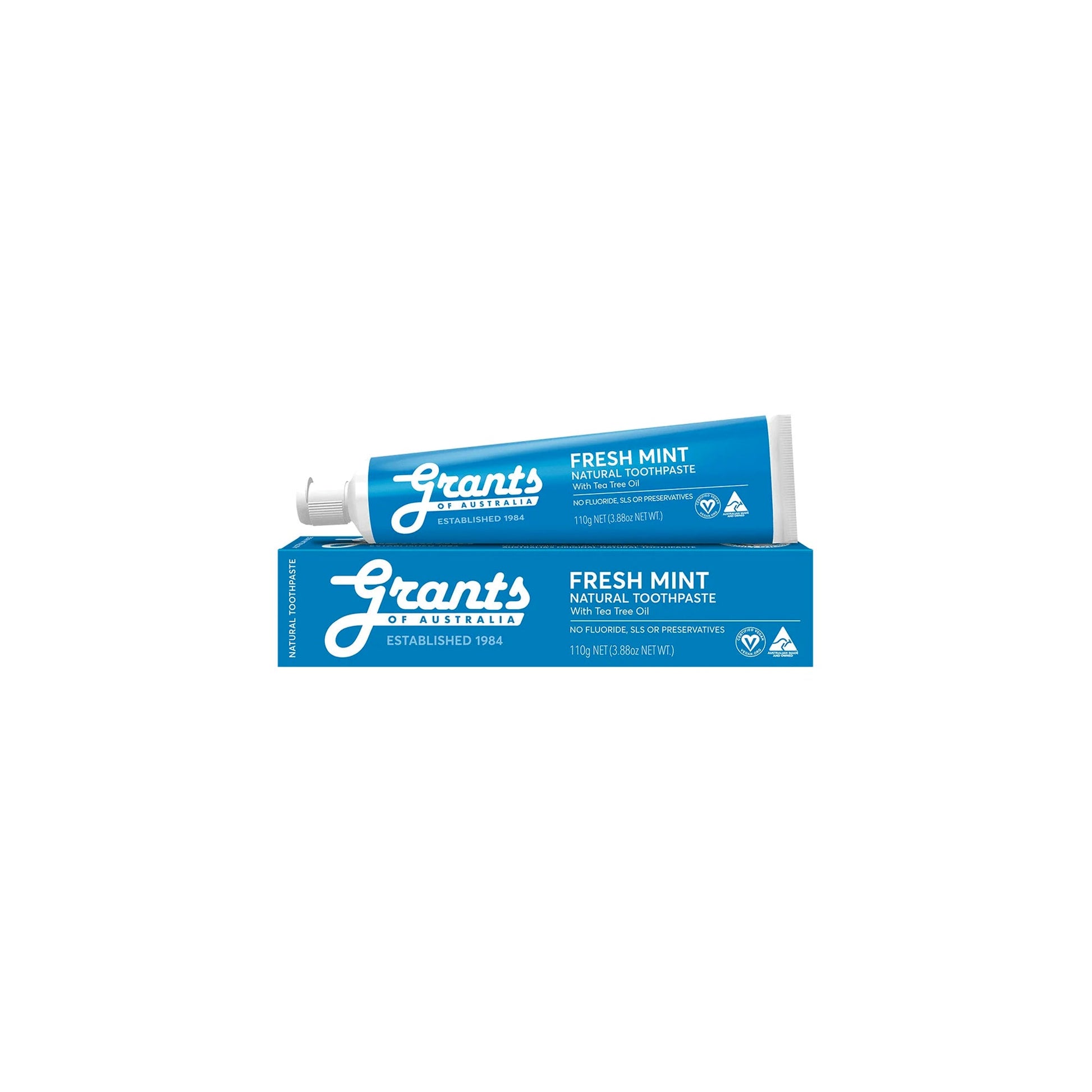 GRANTS TOOTHPASTE FRESH MINT WITHOUT TEA TREE OIL - FLUORIDE FREE - Medaid International