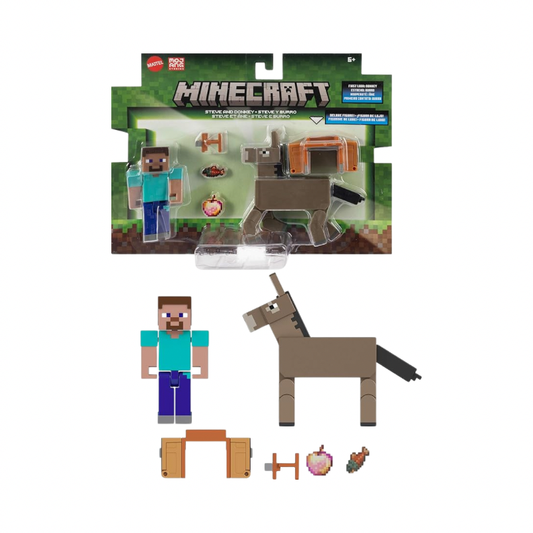 Minecraft Core 3.2 In Figure 2-Pack Steve And Donkey Toys by Mattel - Medaid International