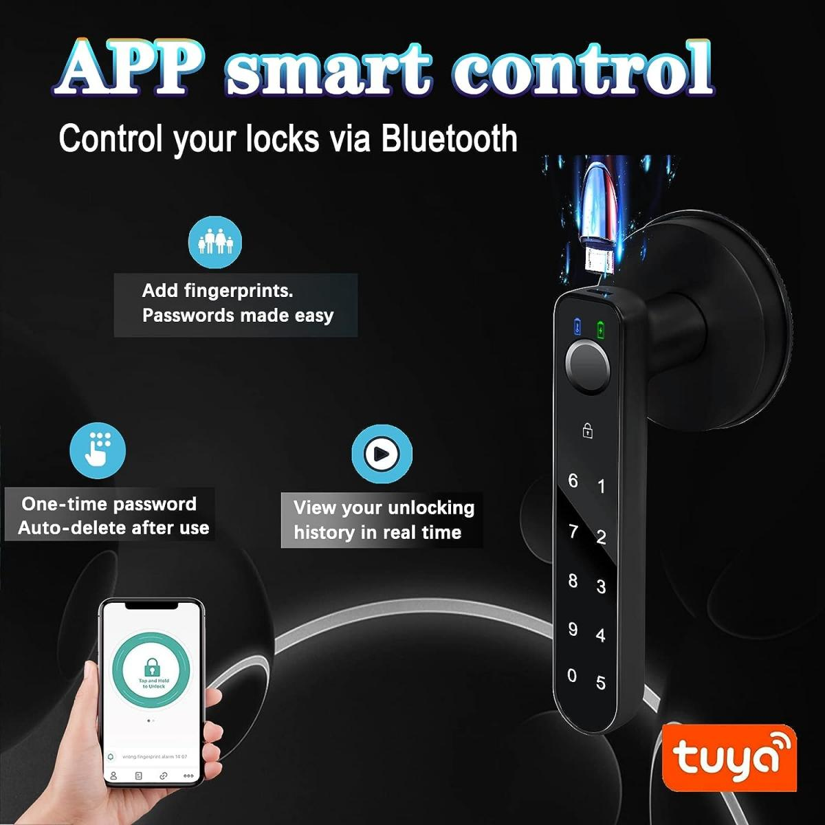 Fingerprint door lock, with password keyboard entry door handle - Medaid International