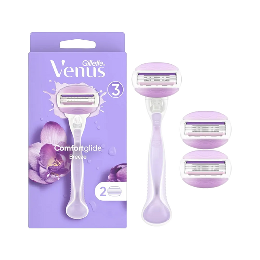 Gillette Venus ComfortGlide Breeze Razor Handle With 2 Extra Blades - 3Pcs - Medaid