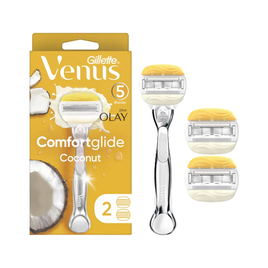 Gillette Venus ComfortGlide Coconut With Olay Razor Handle With 2 Extra Blades - 3Pcs - Medaid