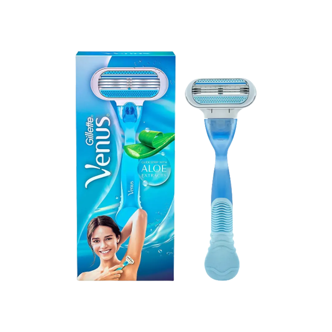 Gillette Venus Glide Strip With Aloe Extracts Handle With 1 Extra Blade - 2Pcs - Medaid