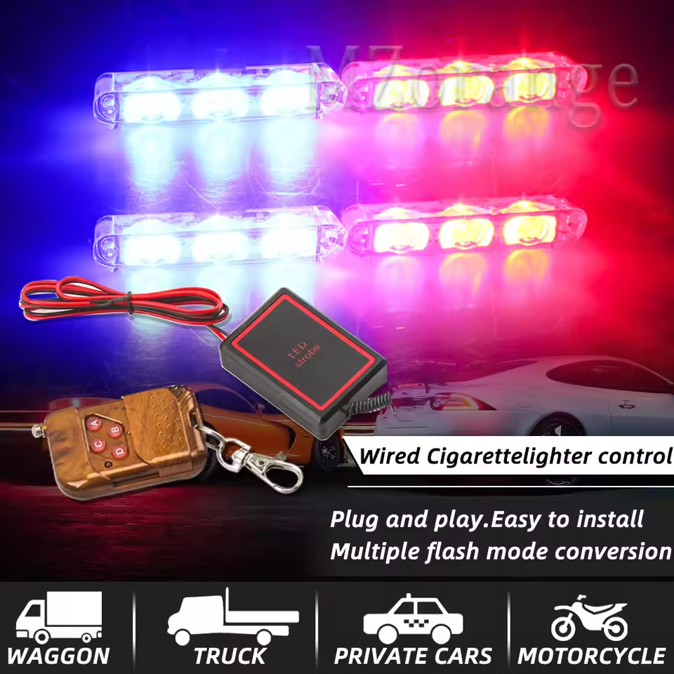 LED Police Lights for Car FSO Strobe Light Wireless Remote Ambulance 12V Emergency Warning Flash Strobe Car Accessories - Medaid International