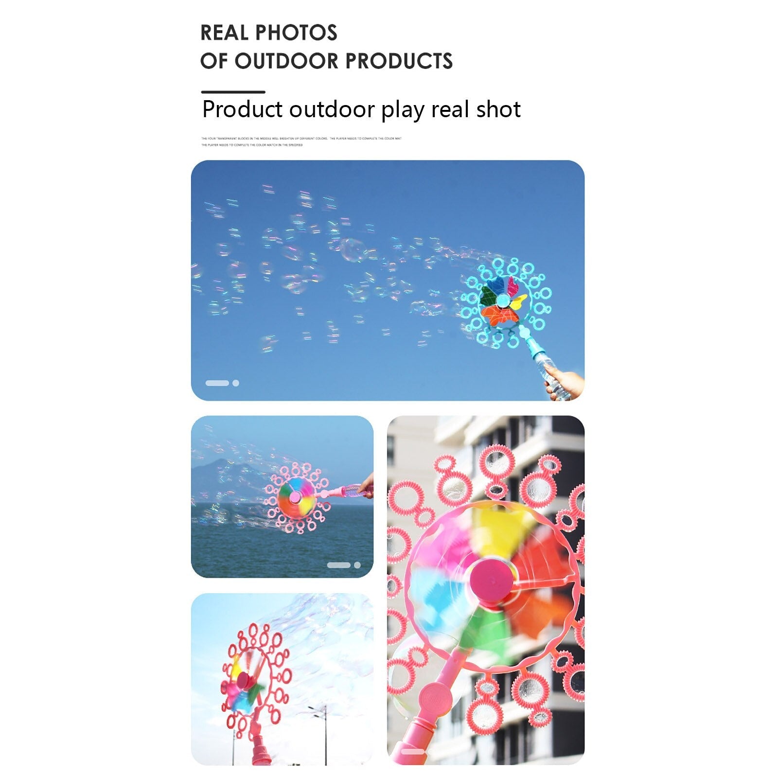 Windmill Bubble Wand, Bubble Blower and Pinwheel Spinner for Kids with Solution in Handle - Medaid International