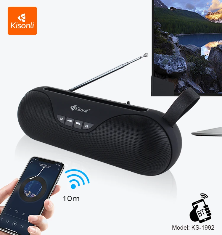 Kisonli KS1992 Wireless Bluetooth Loud Speaker USB, SD, FM, Black - Medaid International