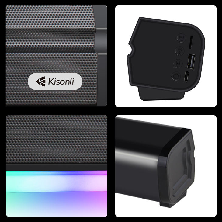 Kisonli LED-802 RGB Wireless Bluetooth Speaker 5.3 Retro Sound bar - Medaid International