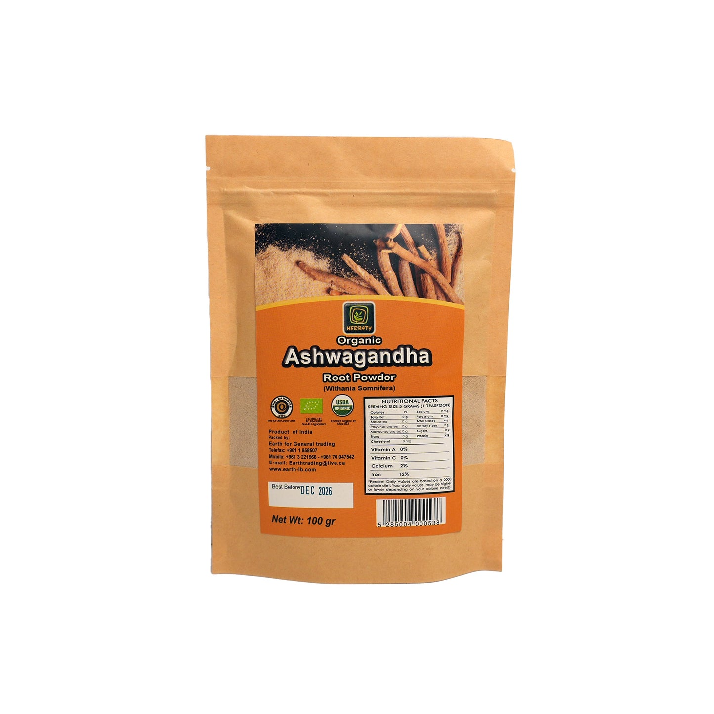 HERBATY ORGANIC ASHWAGANDHA POWDER - Medaid International
