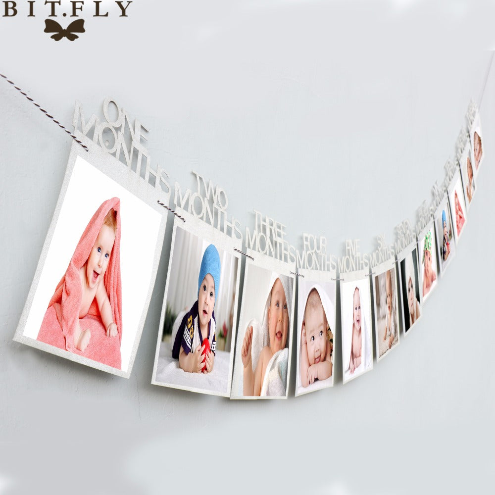 12 Months Baby Photo Banner, New Born 1st Birthday Baby Photo Banner, Party Decoration - Medaid International