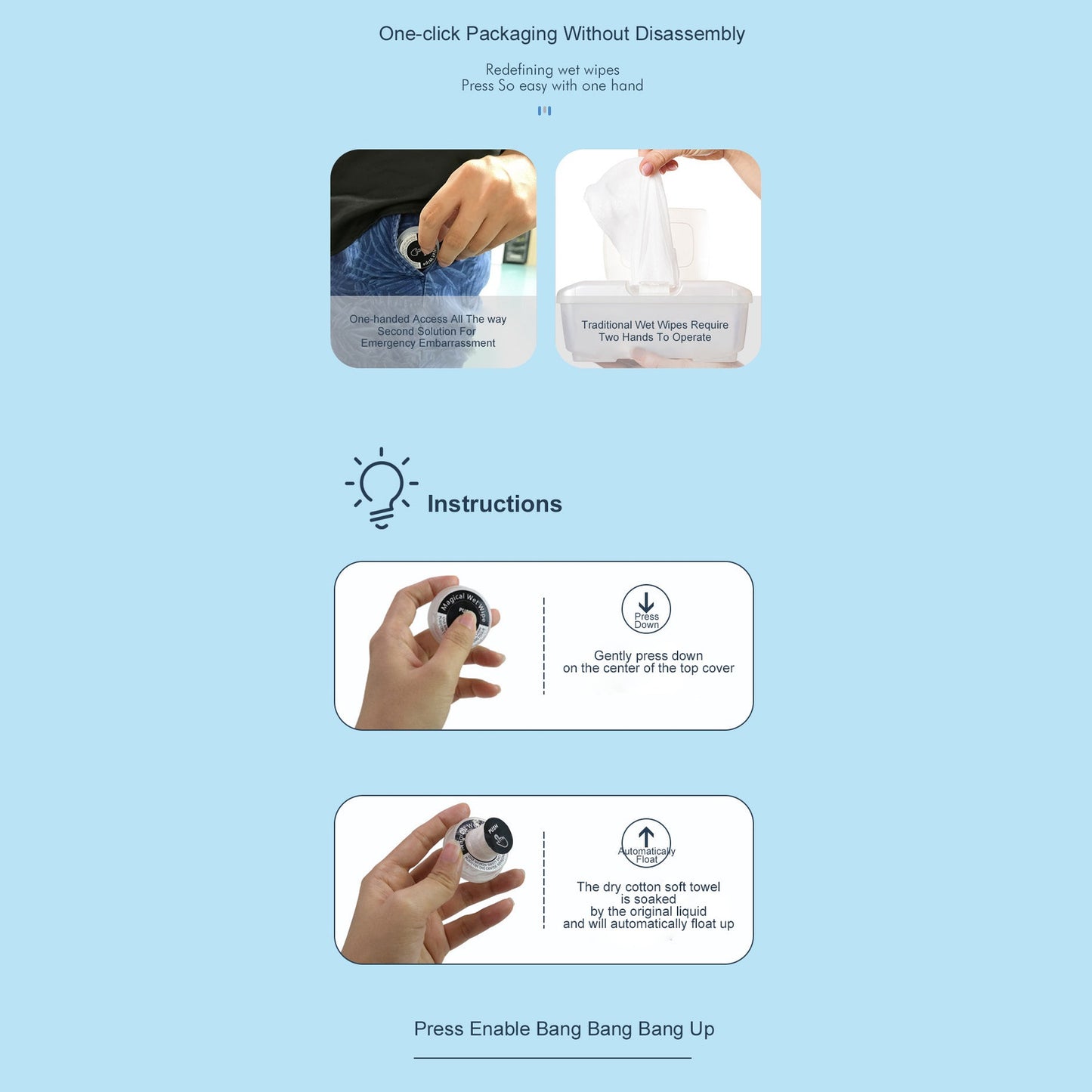 Compressed Wet Wipes, Portable wet wipes - Medaid International