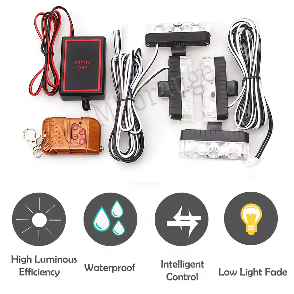 LED Police Lights for Car FSO Strobe Light Wireless Remote Ambulance 12V Emergency Warning Flash Strobe Car Accessories - Medaid International