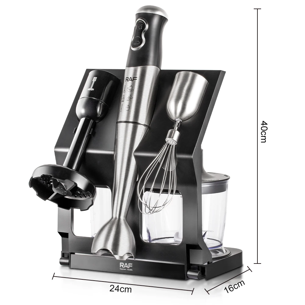 RAF 5 in 1 Stick Blender Set Vegetable Chopper Whisk Food Processor Immersion Hand Blender With Station R3004 - Medaid International