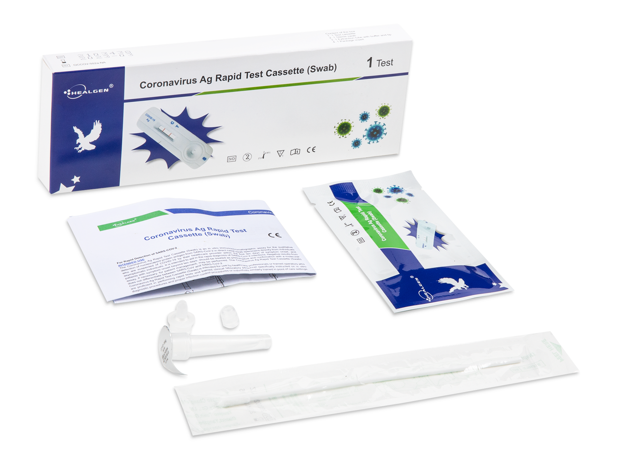 Healgen - Rapid COVID-19 Antigen Self-Test Single Cassette (CE Marked 15min Nasal Swab) - Medaid International