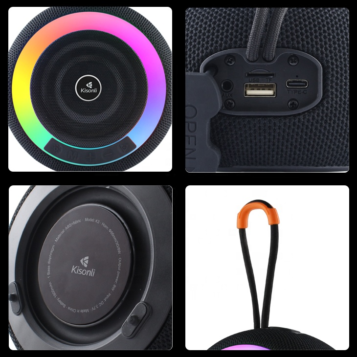 Kisonli K3 Bluetooth Speaker with Disco Lights - Medaid International